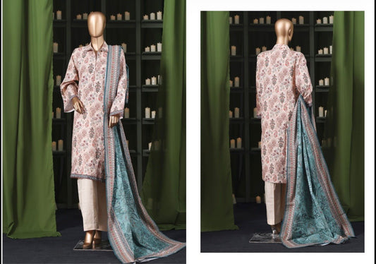 BINSAEED KHADDAR PRINTED STITCHED-3PC