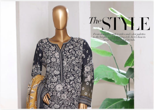 BINSAEED KHADDAR PRINTED STITCHED-3PC