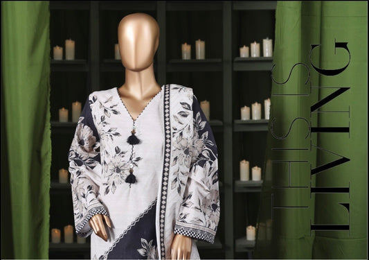 BINSAEED KHADDAR PRINTED STITCHED-3PC