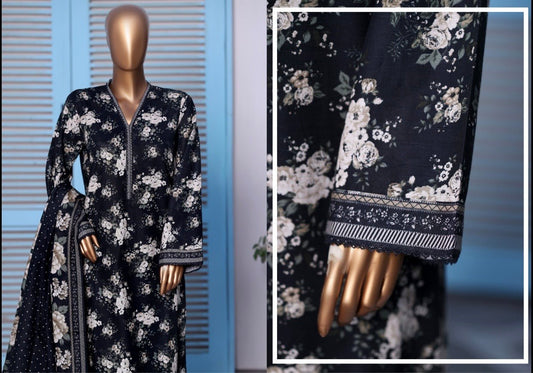 BINSAEED KHADDAR PRINTED STITCHED-3PC